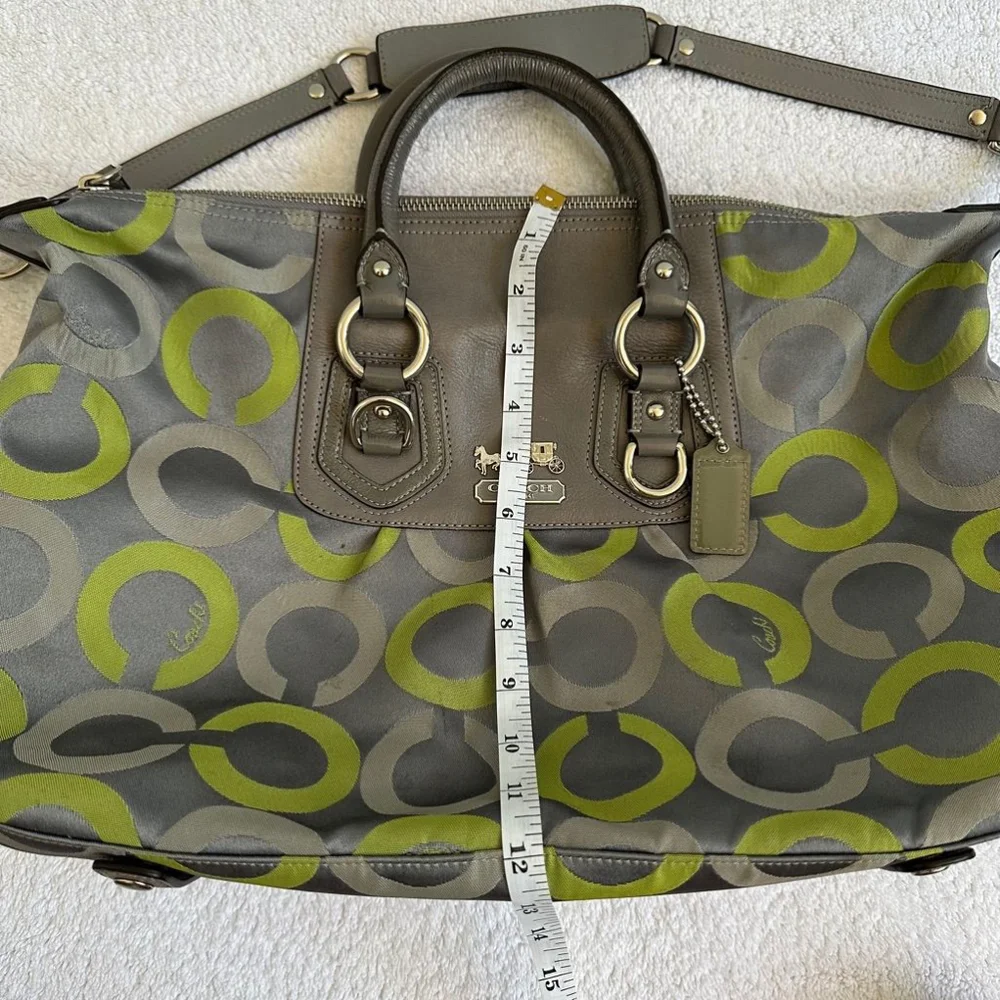 Coach Medium Gray and Green Handbag